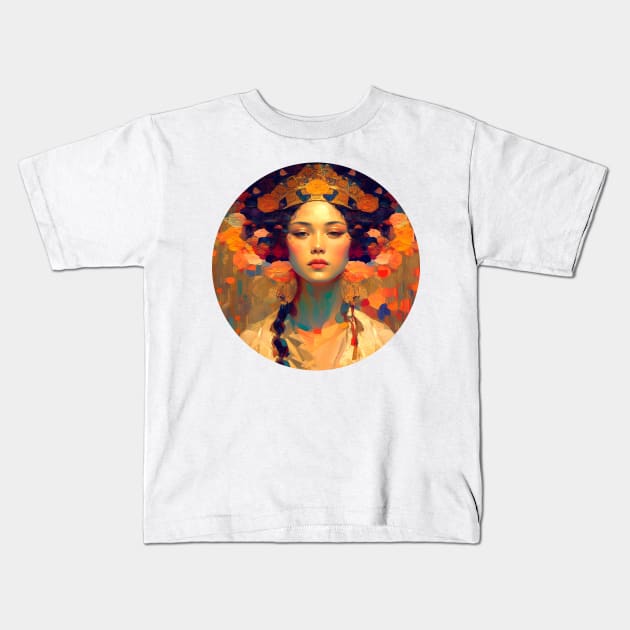 Beautiful feminine Portrait, Abstract Girl painting,  pretty woman Kids T-Shirt by fachtali